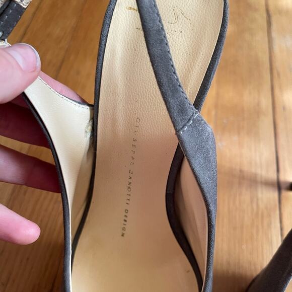 Giuseppe Zanotti Grey Patent Leather Peep Toe Six Inch Pumps - Picture 3 of 8